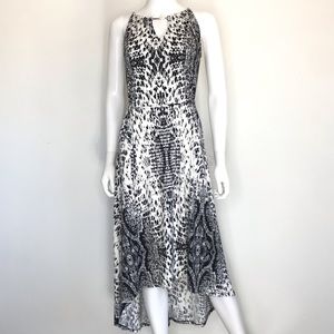 New York & Co. M stretch printed high low dress